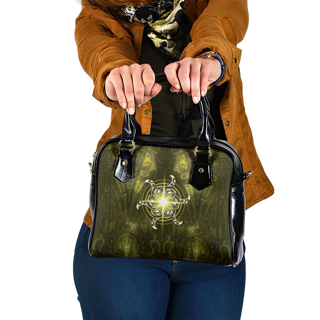 New Zealand Matariki Hiwaiterangi Shoulder Handbag Maori Moko Yellow Galaxy LT05 One Size Yellow - Polynesian Pride