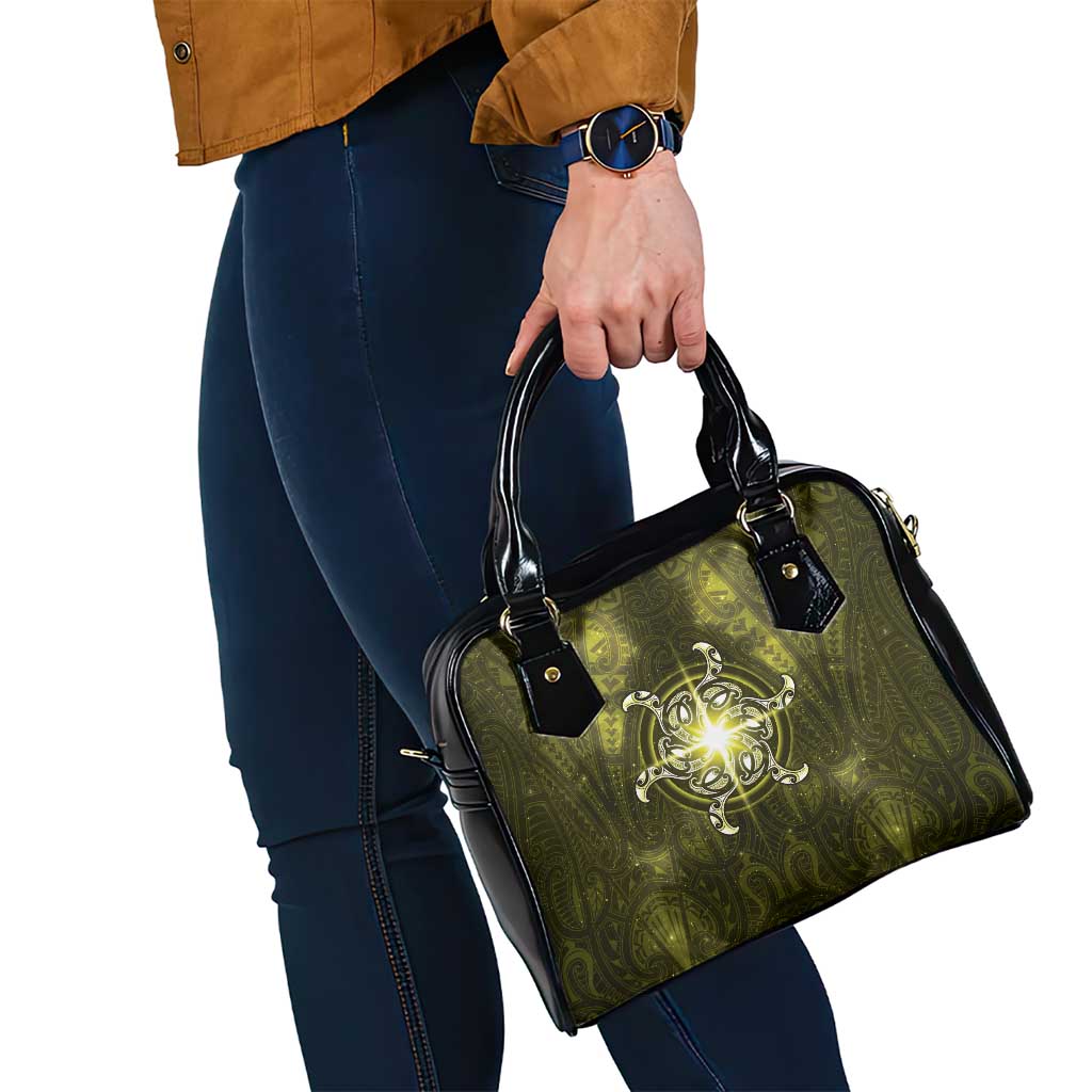 New Zealand Matariki Hiwaiterangi Shoulder Handbag Maori Moko Yellow Galaxy LT05 - Polynesian Pride