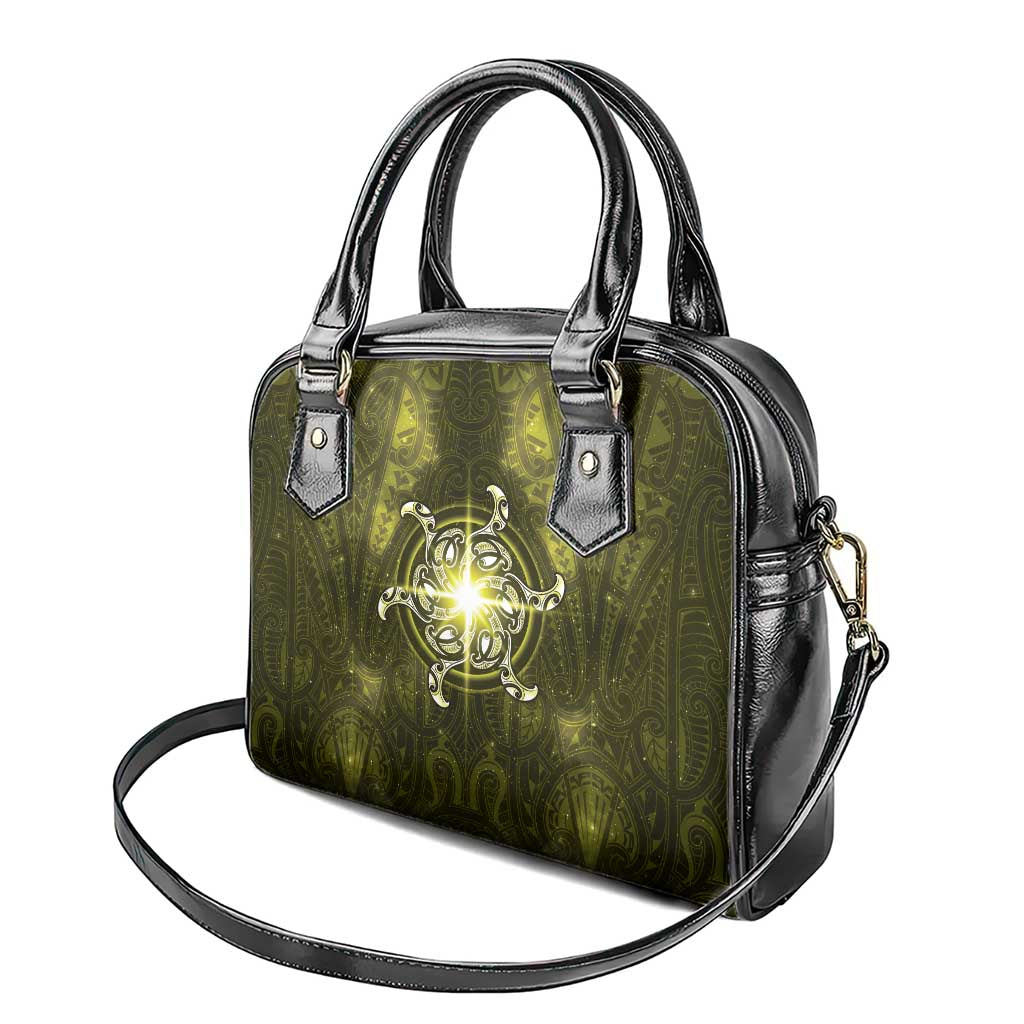 New Zealand Matariki Hiwaiterangi Shoulder Handbag Maori Moko Yellow Galaxy LT05 - Polynesian Pride