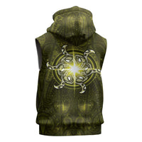 New Zealand Matariki Hiwaiterangi Sleeveless Zip Hoodie Maori Moko Yellow Galaxy LT05 - Polynesian Pride