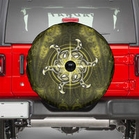 New Zealand Matariki Hiwaiterangi Spare Tire Cover Maori Moko Yellow Galaxy LT05 - Polynesian Pride