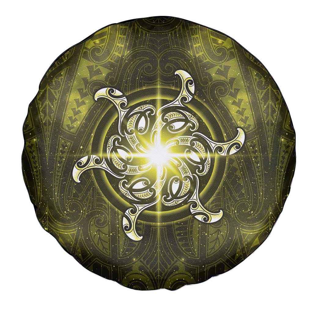 New Zealand Matariki Hiwaiterangi Spare Tire Cover Maori Moko Yellow Galaxy LT05 - Polynesian Pride