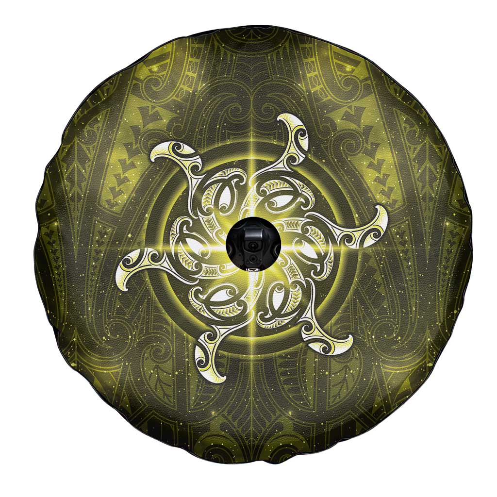 New Zealand Matariki Hiwaiterangi Spare Tire Cover Maori Moko Yellow Galaxy LT05 - Polynesian Pride
