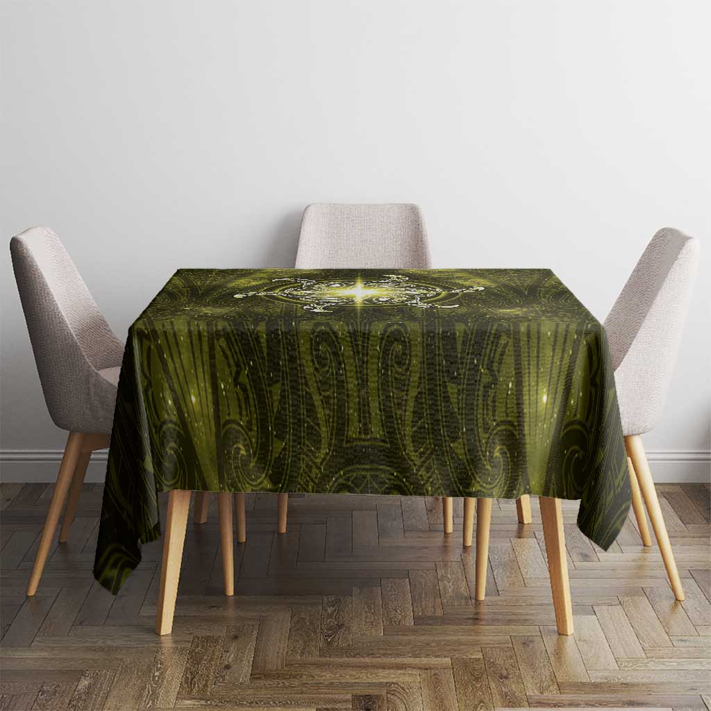 New Zealand Matariki Hiwaiterangi Tablecloth Maori Moko Yellow Galaxy