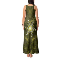 New Zealand Matariki Hiwaiterangi Tank Maxi Dress Maori Moko Yellow Galaxy LT05 - Polynesian Pride