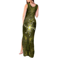 New Zealand Matariki Hiwaiterangi Tank Maxi Dress Maori Moko Yellow Galaxy LT05 - Polynesian Pride