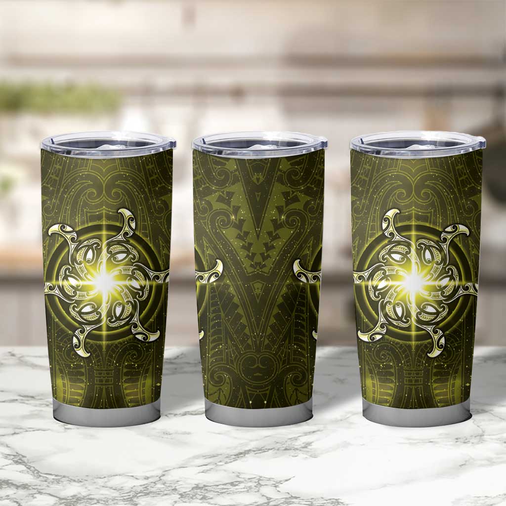 New Zealand Matariki Hiwaiterangi Tumbler Cup Maori Moko Yellow Galaxy LT05 - Polynesian Pride