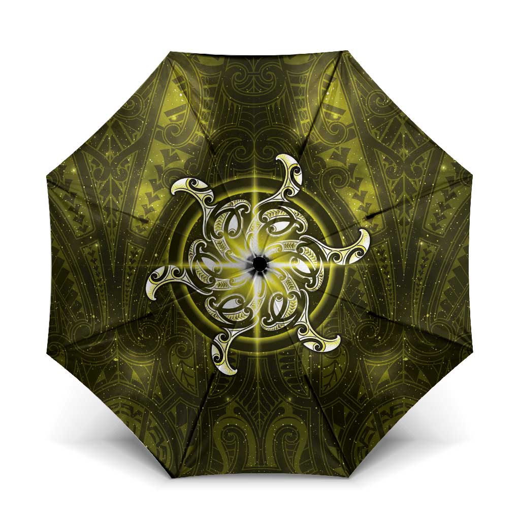 New Zealand Matariki Hiwaiterangi Umbrella Maori Moko Yellow Galaxy