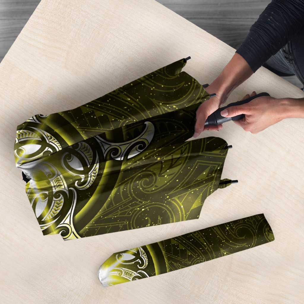 New Zealand Matariki Hiwaiterangi Umbrella Maori Moko Yellow Galaxy