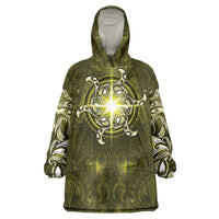 New Zealand Matariki Hiwaiterangi Wearable Blanket Hoodie Maori Moko Yellow Galaxy LT05 One Size Yellow - Polynesian Pride
