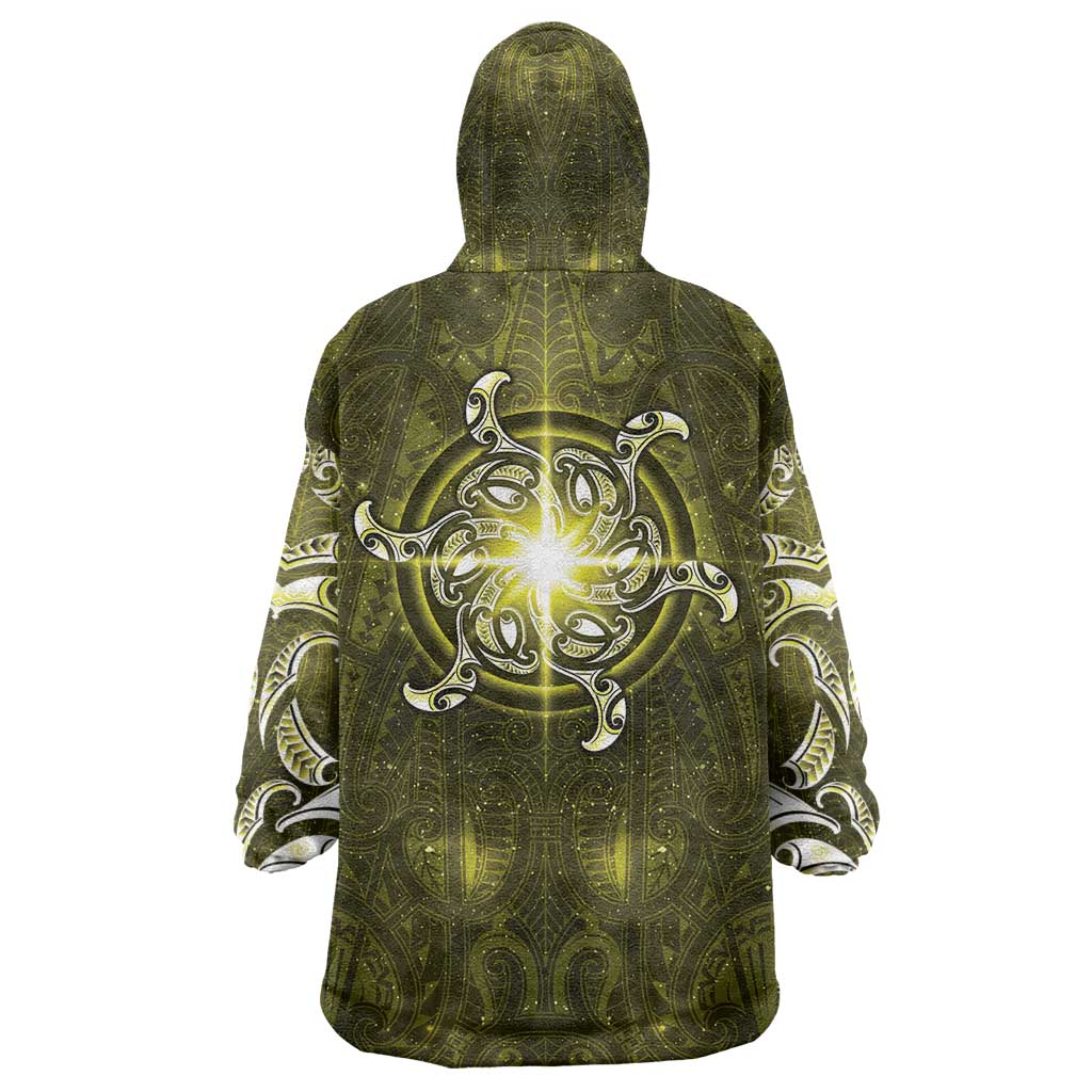 New Zealand Matariki Hiwaiterangi Wearable Blanket Hoodie Maori Moko Yellow Galaxy LT05 - Polynesian Pride
