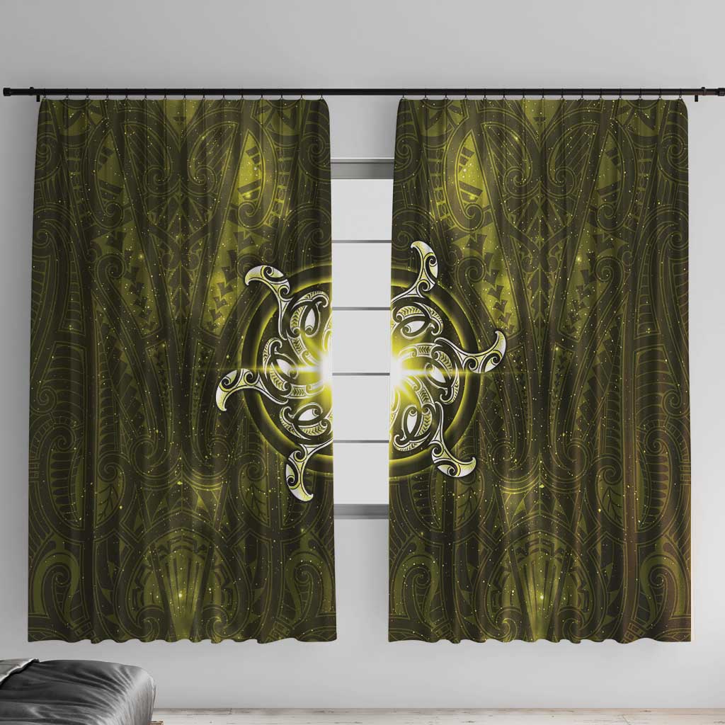 New Zealand Matariki Hiwaiterangi Window Curtain Maori Moko Yellow Galaxy