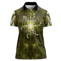 New Zealand Matariki Hiwaiterangi Women Polo Shirt Maori Moko Yellow Galaxy LT05 Female Yellow - Polynesian Pride