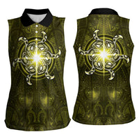 New Zealand Matariki Hiwaiterangi Women Sleeveless Polo Shirt Maori Moko Yellow Galaxy LT05 - Polynesian Pride