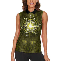 New Zealand Matariki Hiwaiterangi Women Sleeveless Polo Shirt Maori Moko Yellow Galaxy LT05 - Polynesian Pride