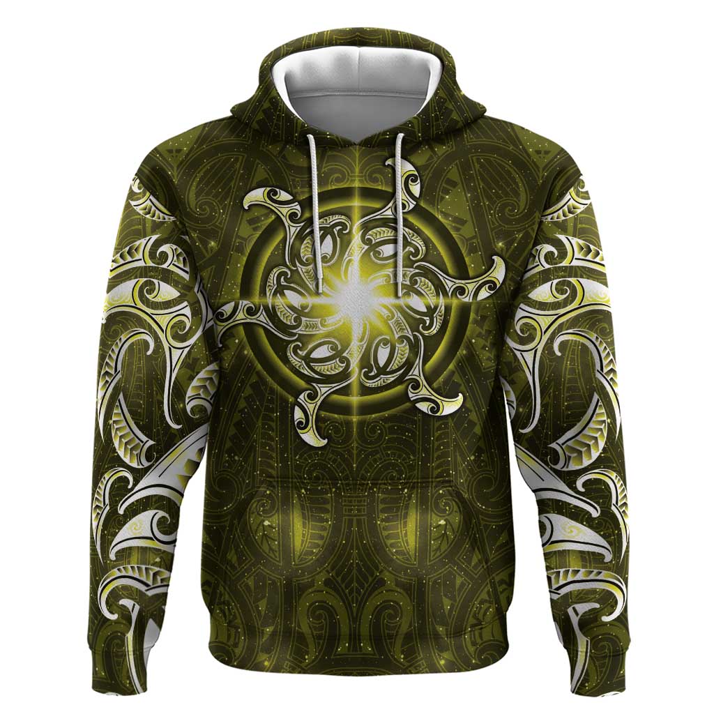 New Zealand Matariki Hiwaiterangi Zip Hoodie Maori Moko Yellow Galaxy LT05 Pullover Hoodie Yellow - Polynesian Pride
