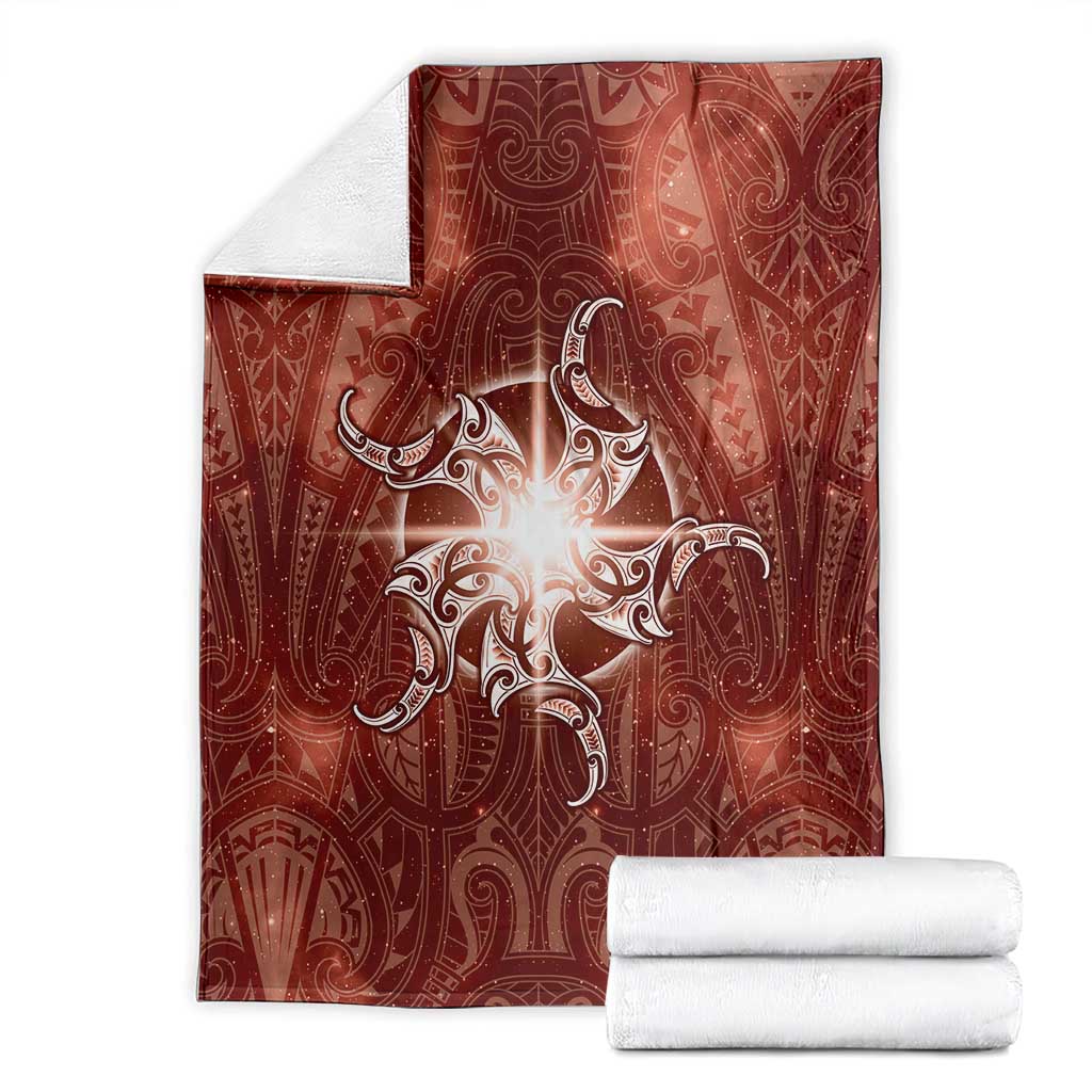 New Zealand Matariki Pohutukawa Blanket Maori Moko Red Galaxy