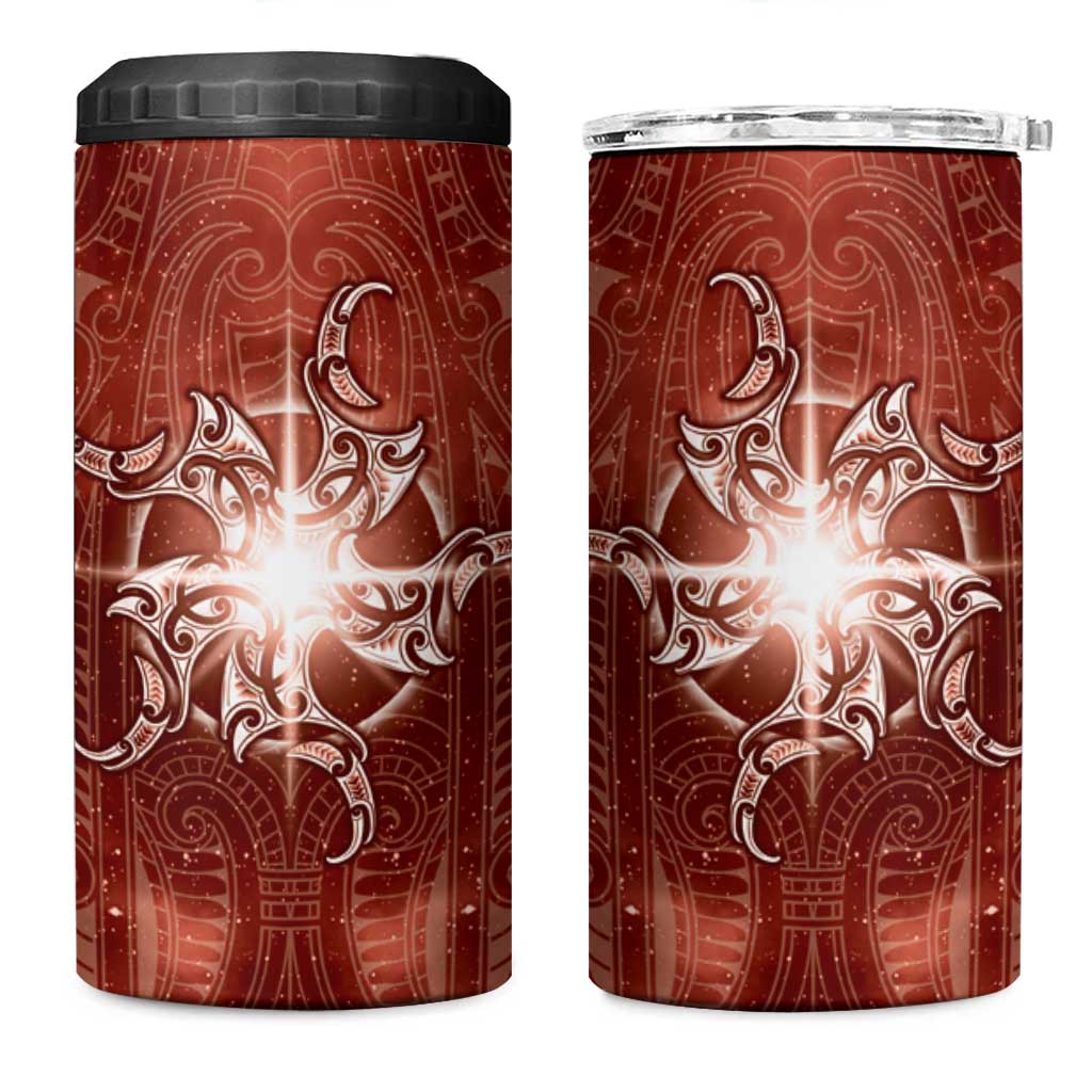 New Zealand Matariki Pohutukawa 4 in 1 Can Cooler Tumbler Maori Moko Red Galaxy