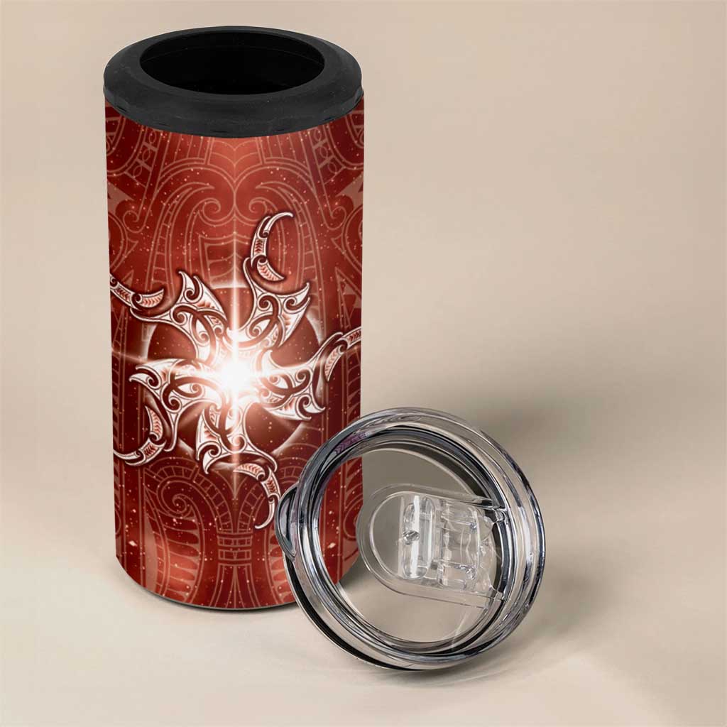 New Zealand Matariki Pohutukawa 4 in 1 Can Cooler Tumbler Maori Moko Red Galaxy LT05 - Polynesian Pride