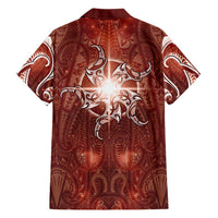 New Zealand Matariki Pohutukawa Family Matching Off Shoulder Maxi Dress and Hawaiian Shirt Maori Moko Red Galaxy LT05 - Polynesian Pride