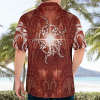 New Zealand Matariki Pohutukawa Hawaiian Shirt Maori Moko Red Galaxy