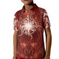 New Zealand Matariki Pohutukawa Kid Polo Shirt Maori Moko Red Galaxy