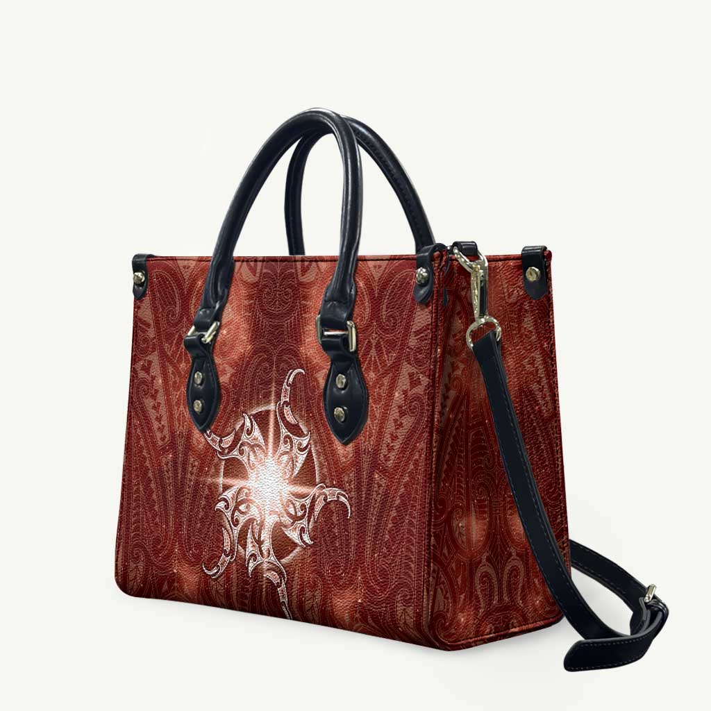 New Zealand Matariki Pohutukawa Leather Bag Maori Moko Red Galaxy