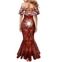 New Zealand Matariki Pohutukawa Mermaid Dress Maori Moko Red Galaxy