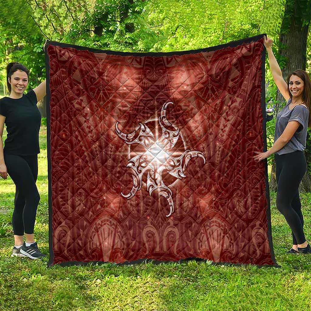 New Zealand Matariki Pohutukawa Quilt Maori Moko Red Galaxy