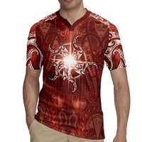 New Zealand Matariki Pohutukawa Rugby Jersey Maori Moko Red Galaxy