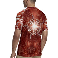 New Zealand Matariki Pohutukawa Rugby Jersey Maori Moko Red Galaxy