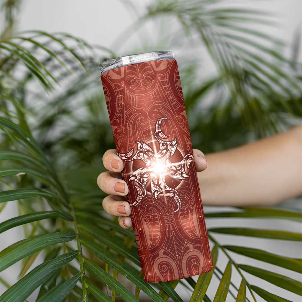 New Zealand Matariki Pohutukawa Skinny Tumbler Maori Moko Red Galaxy