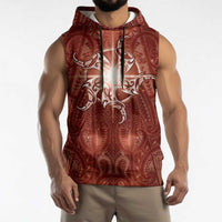 New Zealand Matariki Pohutukawa Sleeveless Hoodie Maori Moko Red Galaxy