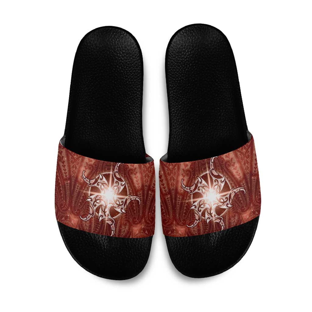 New Zealand Matariki Pohutukawa Slide Sandals Maori Moko Red Galaxy