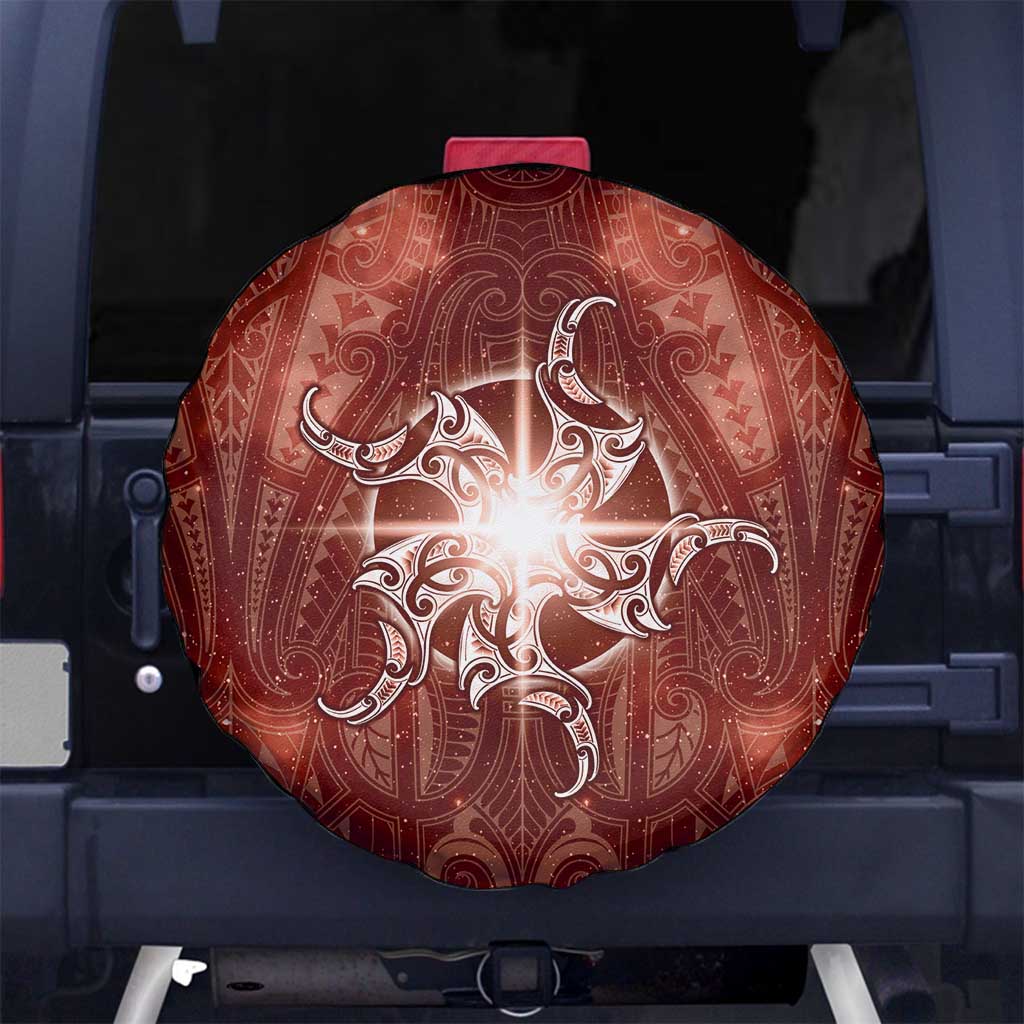 New Zealand Matariki Pohutukawa Spare Tire Cover Maori Moko Red Galaxy