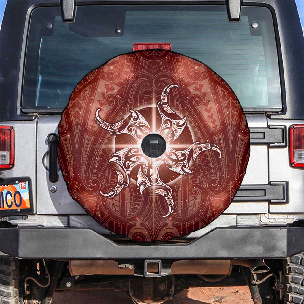 New Zealand Matariki Pohutukawa Spare Tire Cover Maori Moko Red Galaxy
