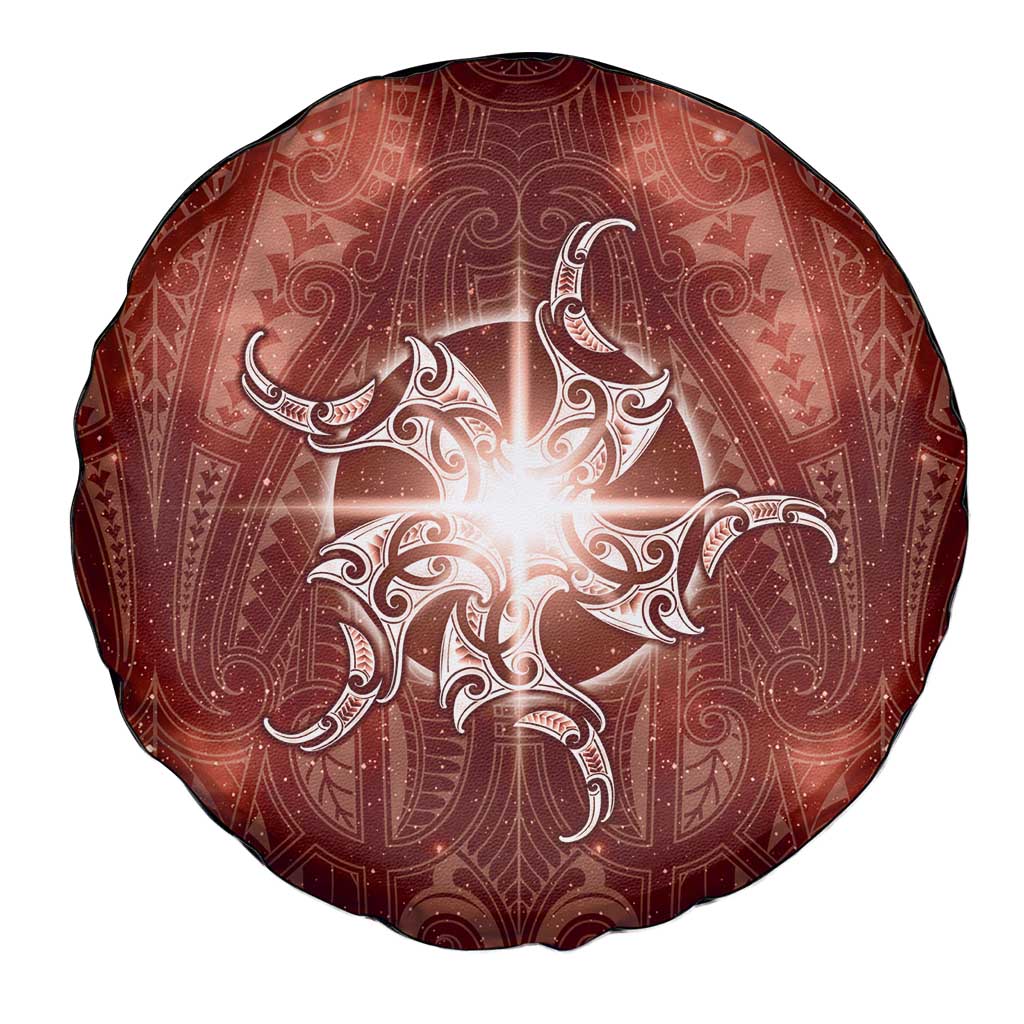 New Zealand Matariki Pohutukawa Spare Tire Cover Maori Moko Red Galaxy