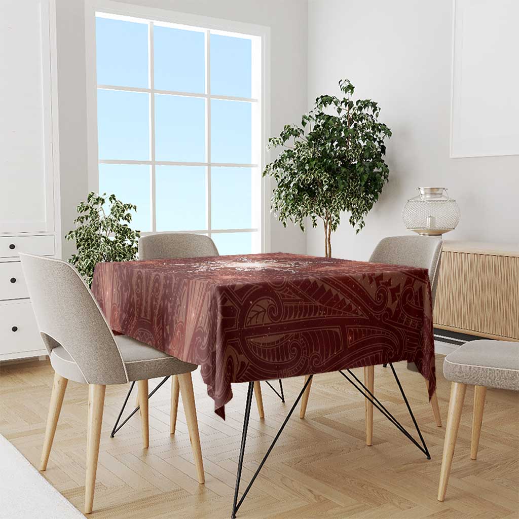 New Zealand Matariki Pohutukawa Tablecloth Maori Moko Red Galaxy