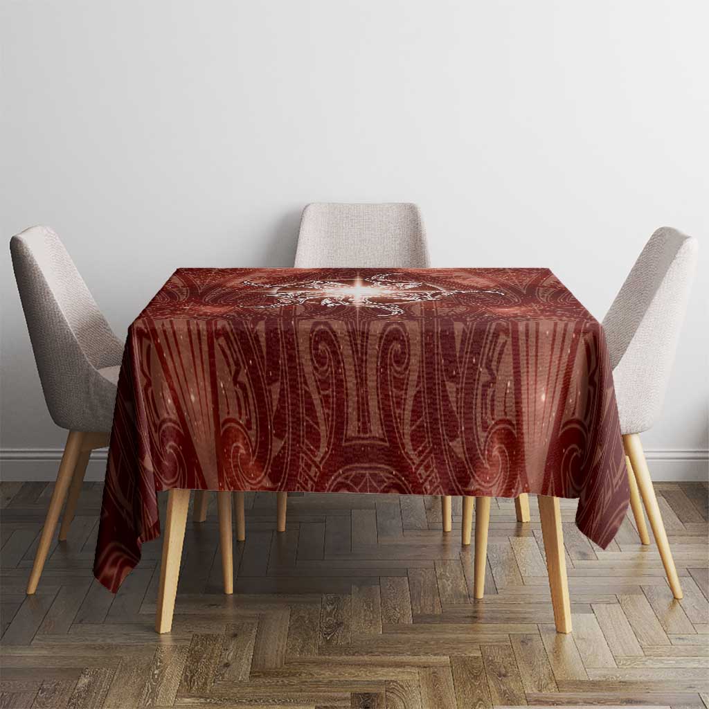 New Zealand Matariki Pohutukawa Tablecloth Maori Moko Red Galaxy