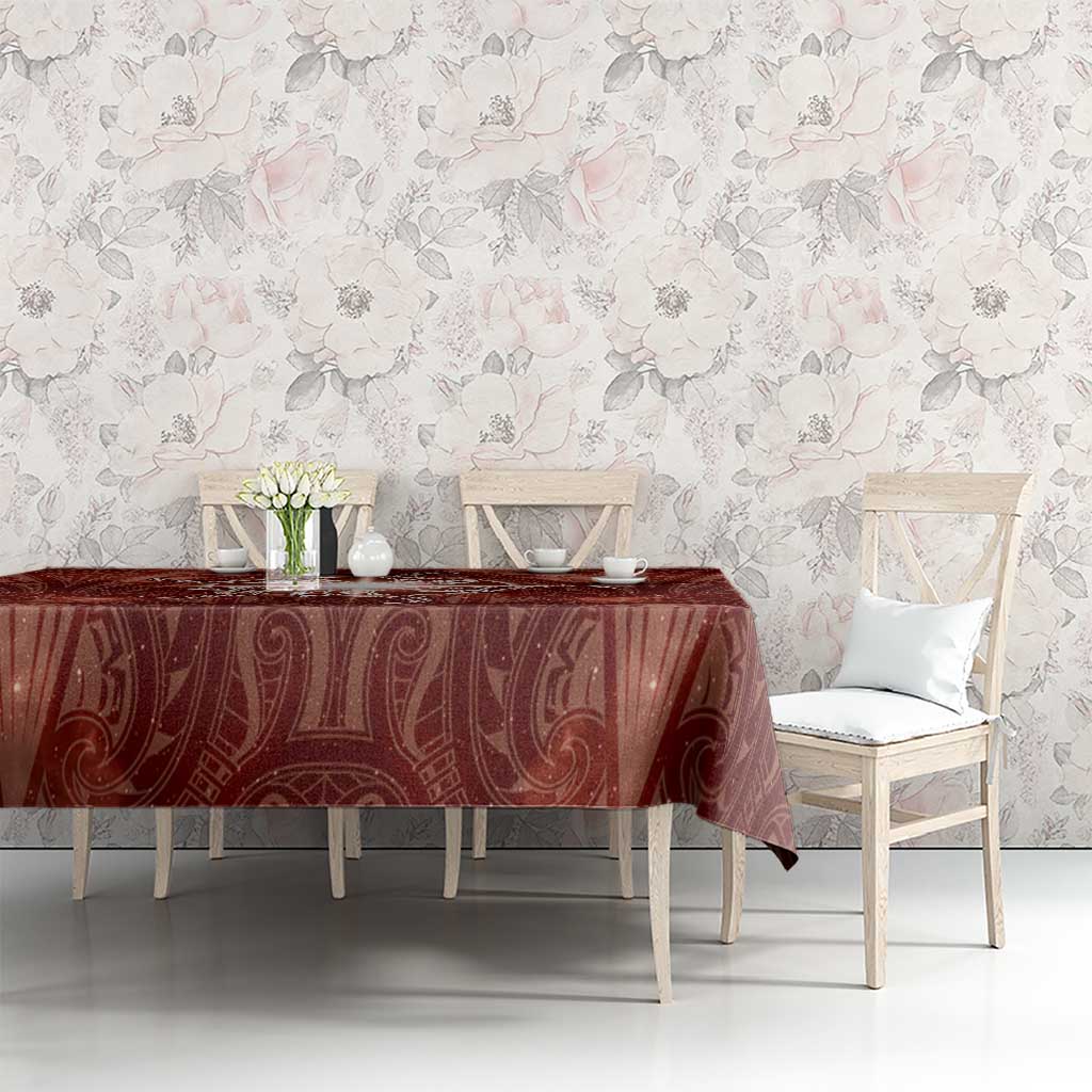 New Zealand Matariki Pohutukawa Tablecloth Maori Moko Red Galaxy