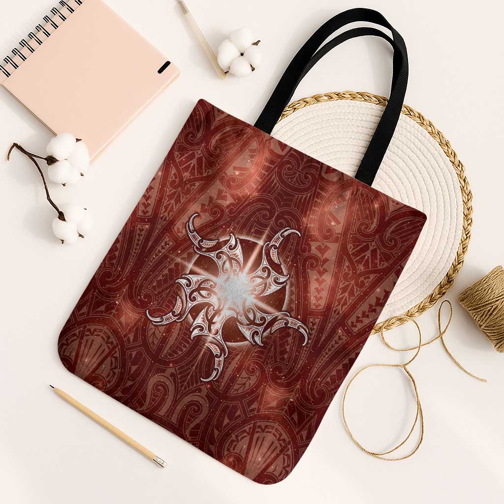 New Zealand Matariki Pohutukawa Tote Bag Maori Moko Red Galaxy