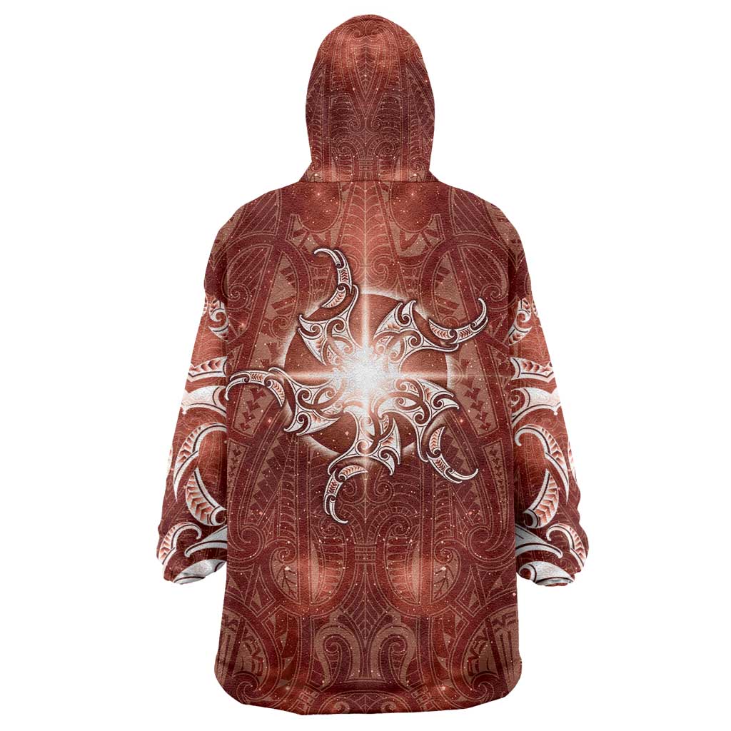 New Zealand Matariki Pohutukawa Wearable Blanket Hoodie Maori Moko Red Galaxy
