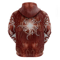 New Zealand Matariki Pohutukawa Zip Hoodie Maori Moko Red Galaxy