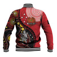 Papua New Guinea And Australia Aboriginal Baseball Jacket Bird Of Paradise And Kangaroo Together