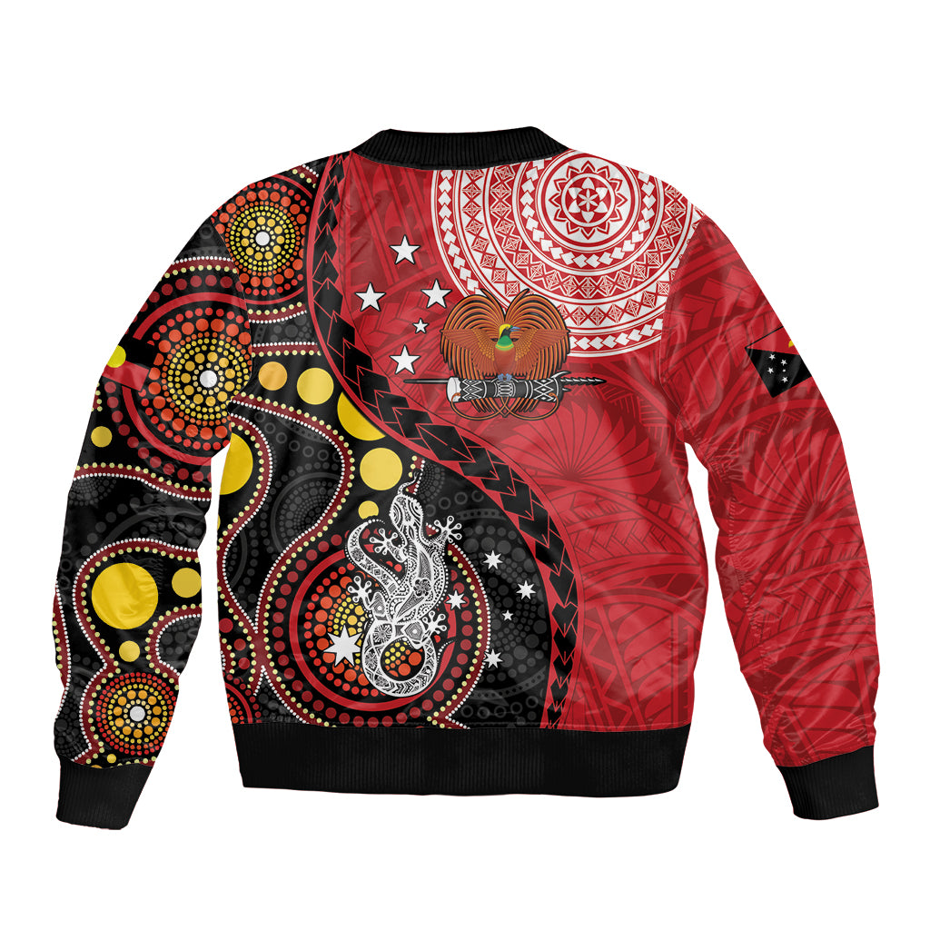 Papua New Guinea And Australia Aboriginal Bomber Jacket Bird Of Paradise And Kangaroo Together
