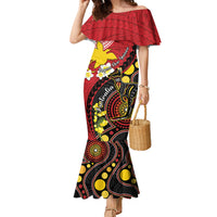 Papua New Guinea And Australia Aboriginal Family Matching Mermaid Dress and Hawaiian Shirt Bird Of Paradise And Kangaroo Together