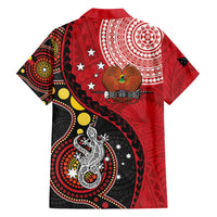 Papua New Guinea And Australia Aboriginal Family Matching Tank Maxi Dress and Hawaiian Shirt Bird Of Paradise And Kangaroo Together