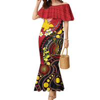 Papua New Guinea And Australia Aboriginal Mermaid Dress Bird Of Paradise And Kangaroo Together LT05 Women Red - Polynesian Pride