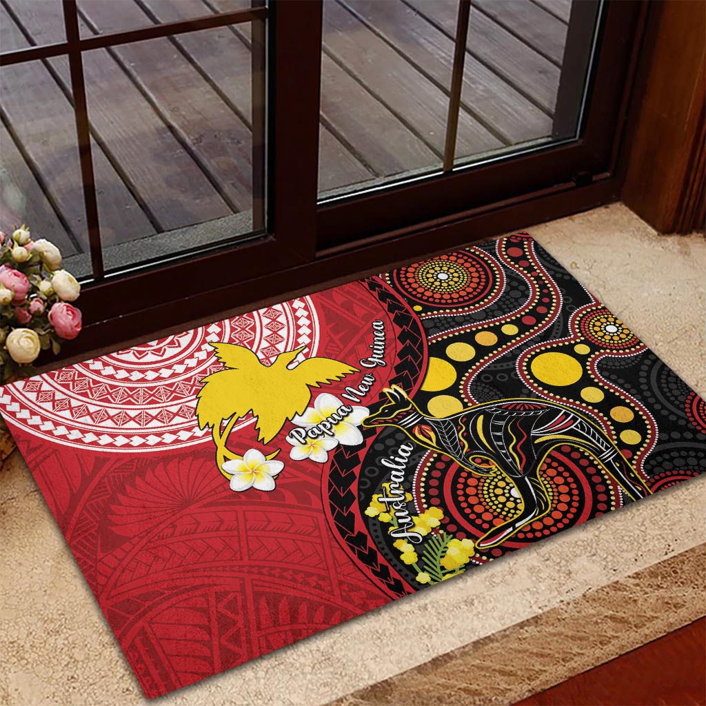 Papua New Guinea And Australia Aboriginal Rubber Doormat Bird Of Paradise And Kangaroo Together