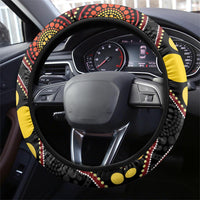 Papua New Guinea And Australia Aboriginal Steering Wheel Cover Bird Of Paradise And Kangaroo Together